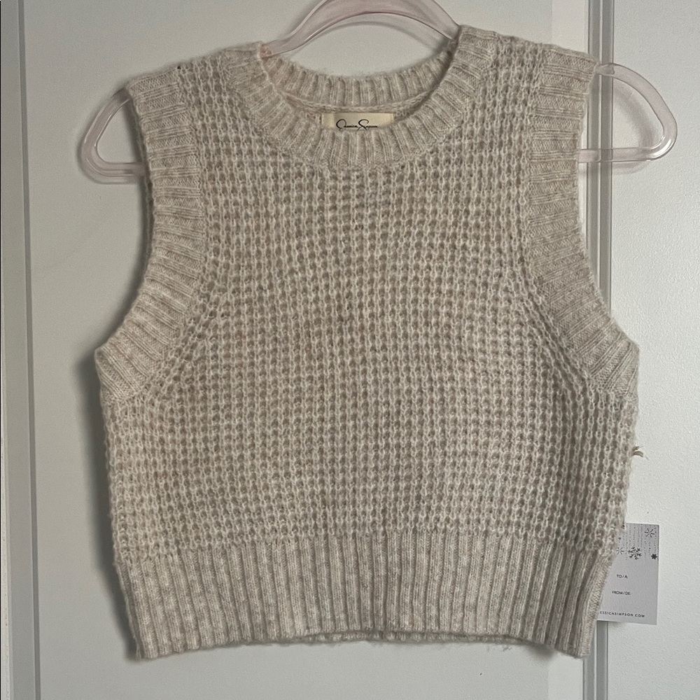 Cozy Knit Sleeveless Sweater - Cream
